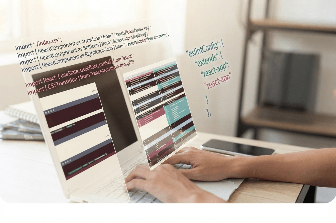 A laptop screen showing designs under review