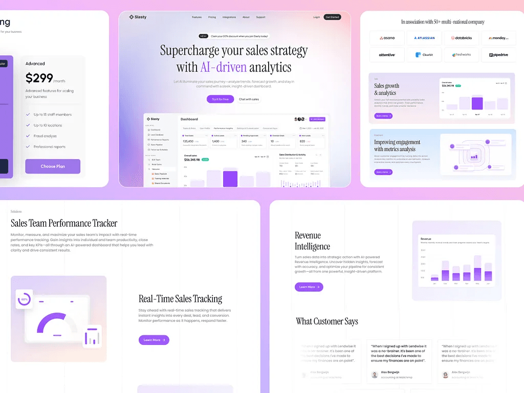 Marketing site and dashboard for an AI sales platform